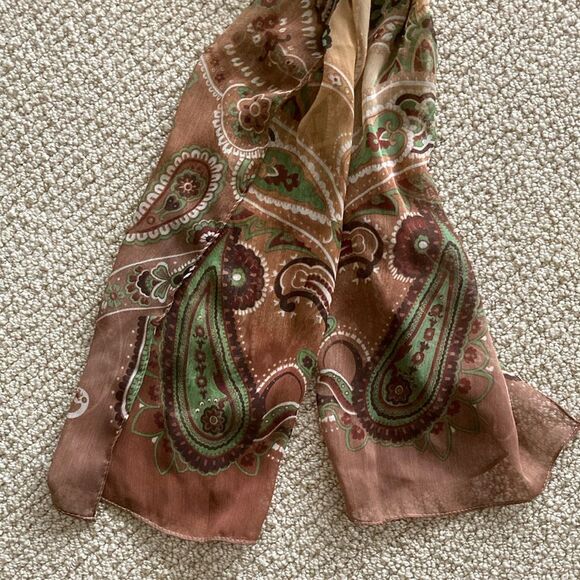 Chico’s Silken Scarf Sheer Patterned Paisley Business Professional FLAW - Picture 2 of 6